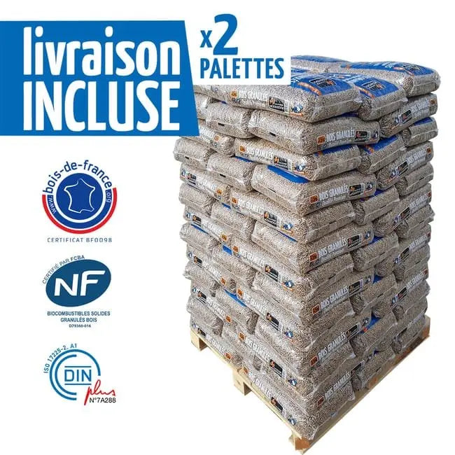 WOODSTOCK Holzpellets – 2 Paletten mit 132 Säcken à 15 kg