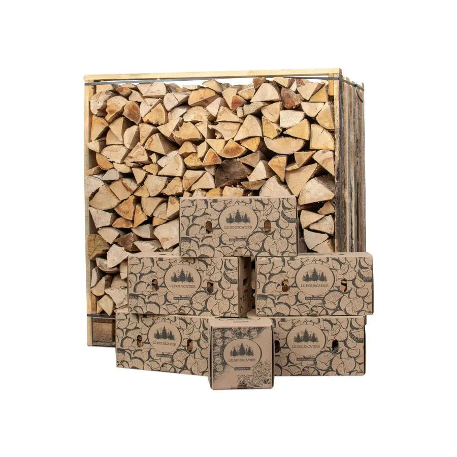 Trockenes Brennholz 30 cm – 1,5 Ster Palette mit Anzündhilfen und Feueranzündern